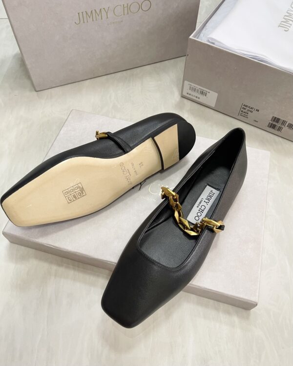 sy_no_0DD83E1E97A21AC51CA1B9CA7C70A1B3_8 Jimmy Choo Square-Toe Chain Ballet Flats in Black