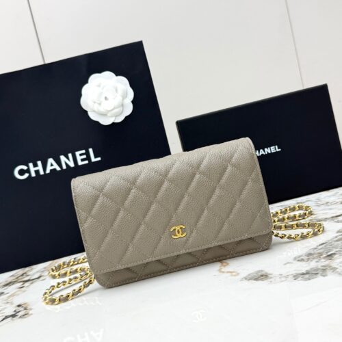 Chanel Wallet on Chain (WOC) – Quilted Caviar Calfskin with Gold Ball Clasp