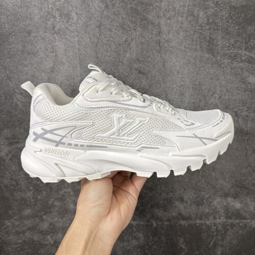 Louis Vuitton LV Rush White Technical Mesh Retro Runner Sneakers