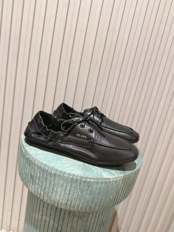 sy_no_108C245A270D87D63639011D8FEB9577_0 Black Nappa Leather Lace-Up Loafers