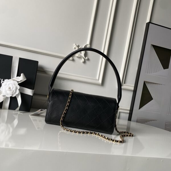 Black Lambskin Vintage Handle Bowling Bag