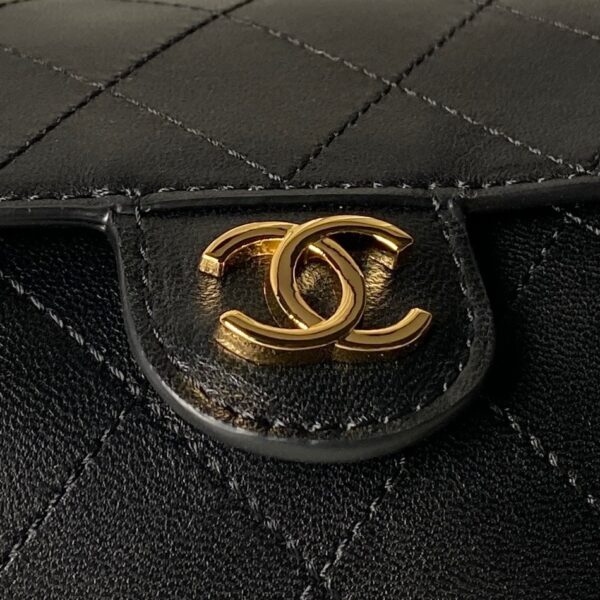 Black Lambskin Vintage Handle Bowling Bag