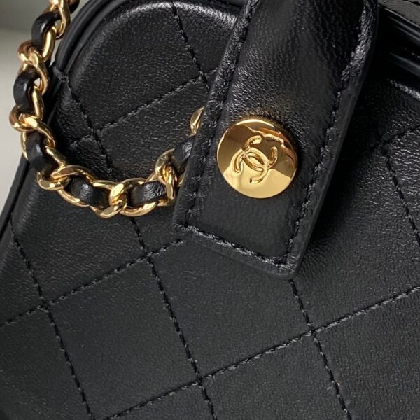 Black Lambskin Vintage Handle Bowling Bag