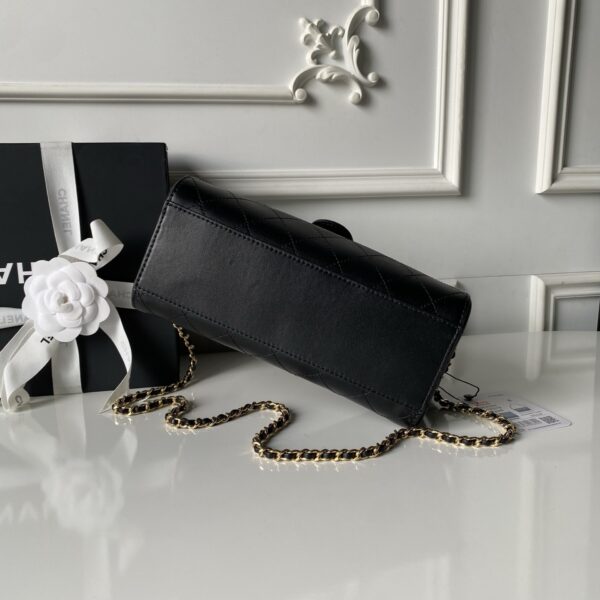 Black Lambskin Vintage Handle Bowling Bag