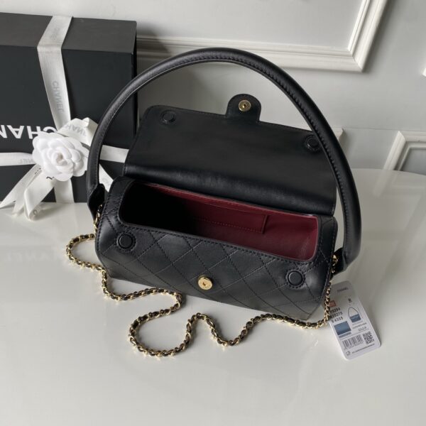 Black Lambskin Vintage Handle Bowling Bag