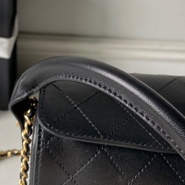 Black Lambskin Vintage Handle Bowling Bag