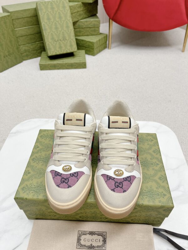 Gucci Screener Pink GG Canvas & Beige Suede Sneaker – Pink / Beige