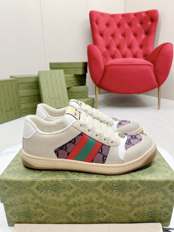 Gucci Screener Pink GG Canvas & Beige Suede Sneaker – Pink / Beige