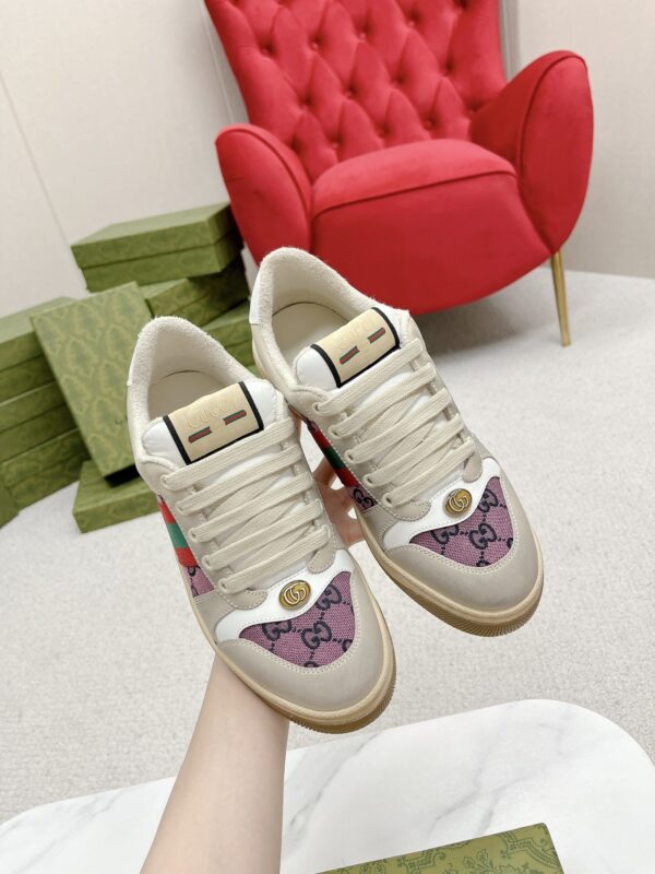 Gucci Screener Pink GG Canvas & Beige Suede Sneaker – Pink / Beige