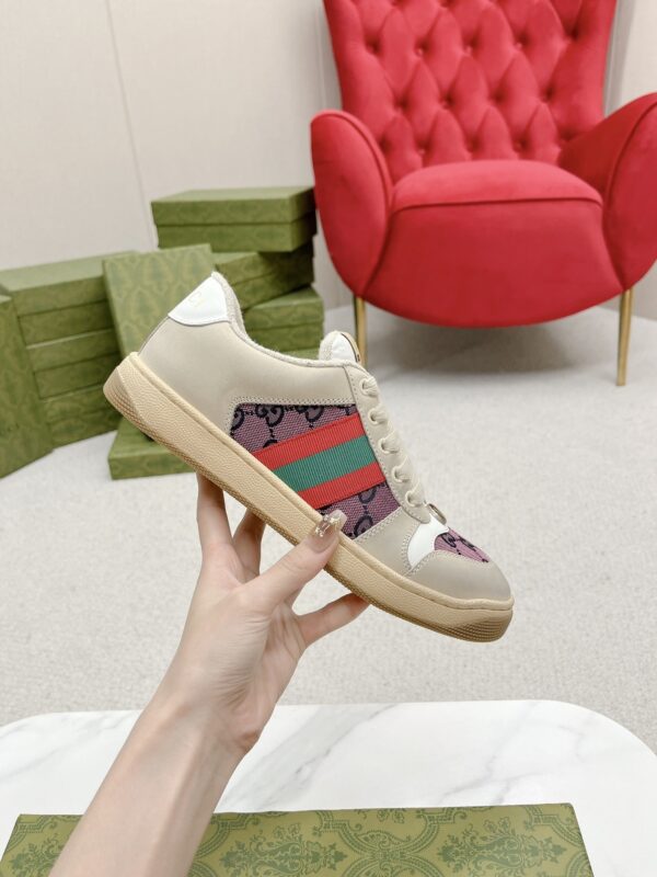 Gucci Screener Pink GG Canvas & Beige Suede Sneaker – Pink / Beige