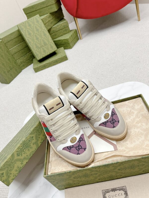 Gucci Screener Pink GG Canvas & Beige Suede Sneaker – Pink / Beige