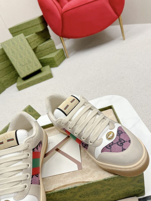 Gucci Screener Pink GG Canvas & Beige Suede Sneaker – Pink / Beige