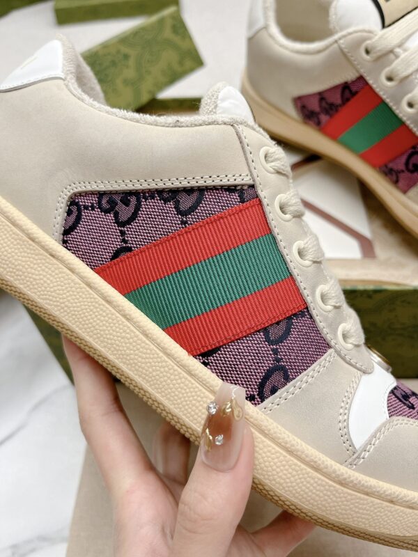 Gucci Screener Pink GG Canvas & Beige Suede Sneaker – Pink / Beige