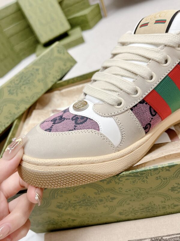 Gucci Screener Pink GG Canvas & Beige Suede Sneaker – Pink / Beige