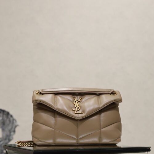 YSL Loulou 29cm Quilted Chain Bag – Khaki Lambskin