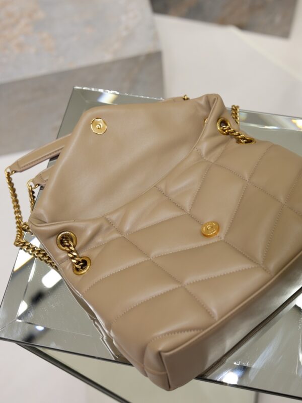 sy_no_1190F35BF742B008686204DEB818676F_6 YSL Loulou 29cm Quilted Chain Bag – Khaki Lambskin
