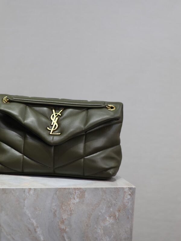 sy_no_11ACF604F4446AA124BE861D1C01C991_2 YSL Loulou Puffer 29cm Quilted Chain Bag – Olive Green