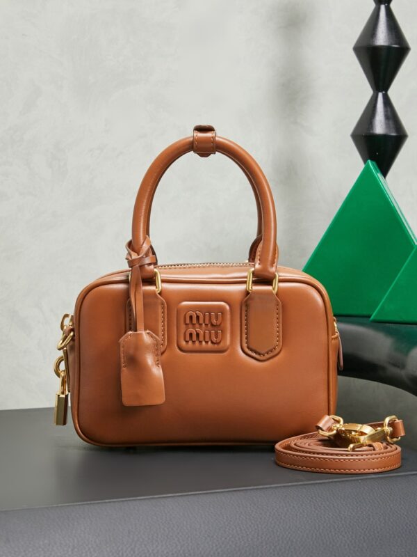 Miu Miu "Too Pretty" Bowling Bag – Small Leather Handbag / Crossbody Bag