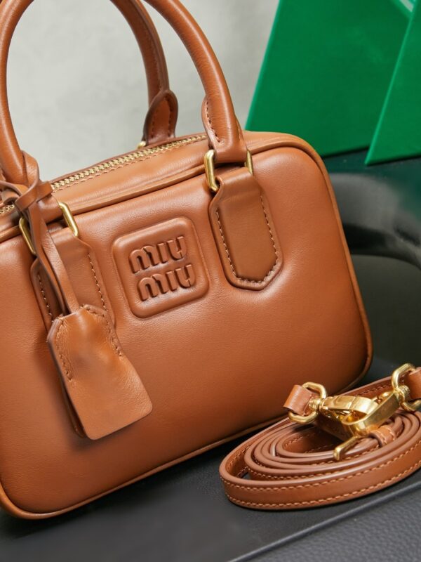Miu Miu "Too Pretty" Bowling Bag – Small Leather Handbag / Crossbody Bag