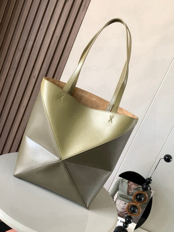 Glossy Calfskin Puzzle Fold Bag