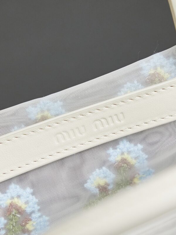 New Miu Miu Fashionable Floral-Embroidered Mesh Tote Bag