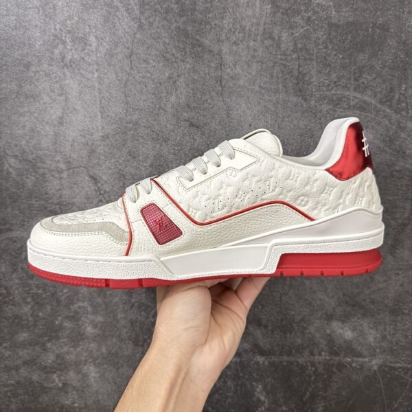 Louis Vuitton LV Trainer White & Metallic Red Retro Sneakers