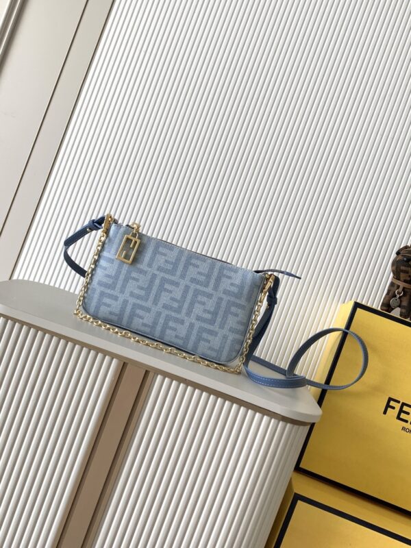 Fendi Baguette Mini Pouch – Light Blue Fabric