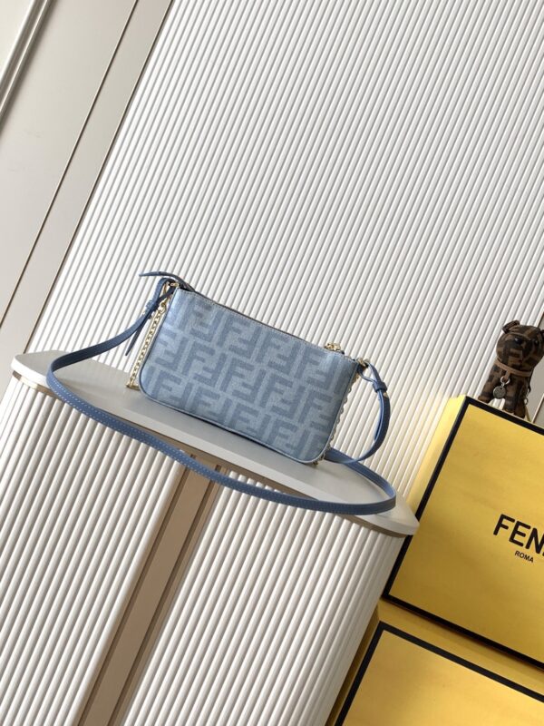 Fendi Baguette Mini Pouch – Light Blue Fabric