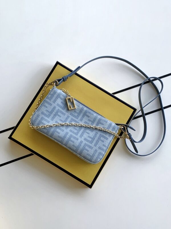 Fendi Baguette Mini Pouch – Light Blue Fabric