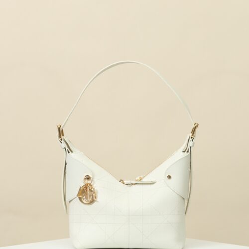 White Cannage Leather Shoulder Bag