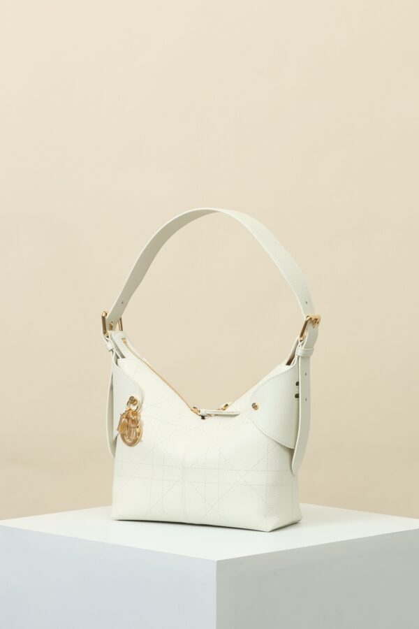 White Cannage Leather Shoulder Bag