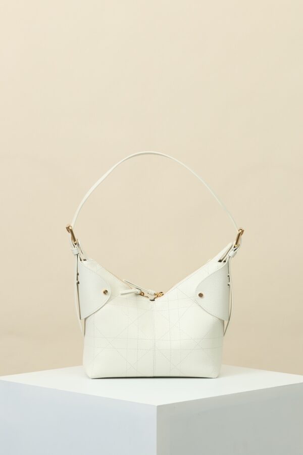 White Cannage Leather Shoulder Bag