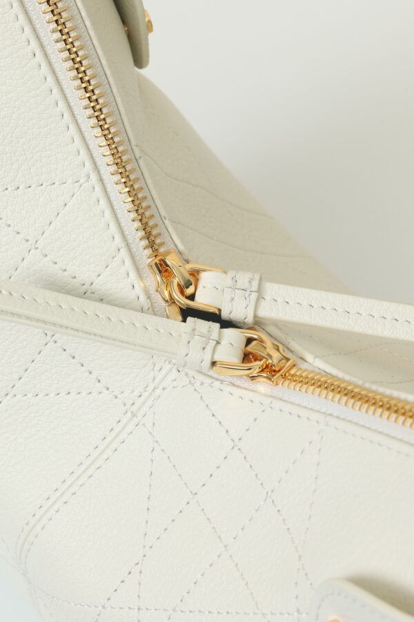 White Cannage Leather Shoulder Bag