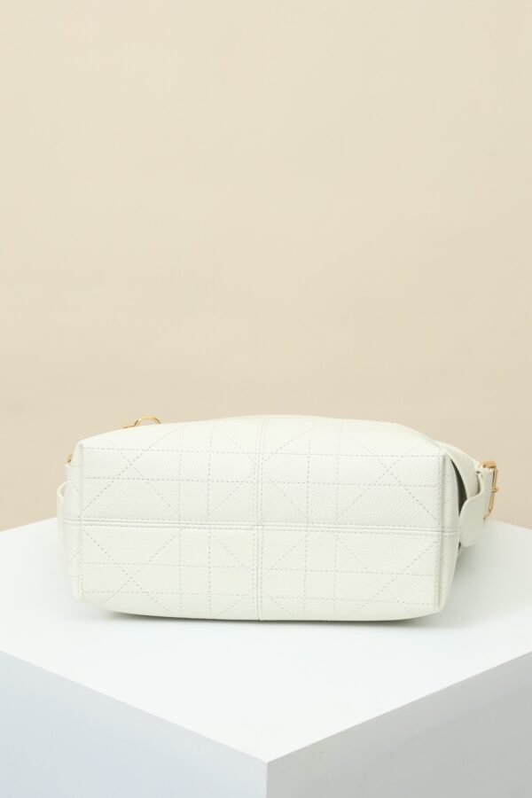 White Cannage Leather Shoulder Bag