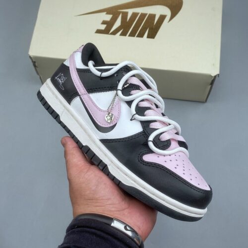 Nike Dunk Low Custom “Pink Toe / Dog Love” Double Lace Sneakers