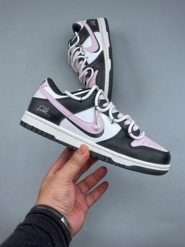 Nike Dunk Low Custom “Pink Toe / Dog Love” Double Lace Sneakers