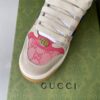 Gucci Screener Sneaker in Pink GG Canvas with Blue/Orange Web Stripe & Beige Leather