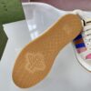 Gucci Screener Sneaker in Pink GG Canvas with Blue/Orange Web Stripe & Beige Leather