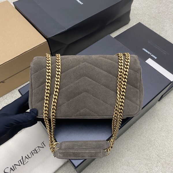sy_no_17A690EFBC60CE5988A0EB3B66E49E74_1 LouLou Small Shoulder Bag – Suede Green & Gold