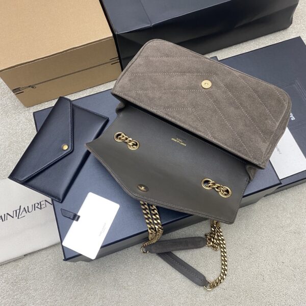 sy_no_17A690EFBC60CE5988A0EB3B66E49E74_6 LouLou Small Shoulder Bag – Suede Green & Gold