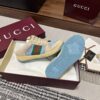 sy_no_1880897339C04B65726D2E0B28DC0D5F_8 Gucci Screener Light Blue Crystal GG Canvas Beige Suede Backless Sneaker / Mule