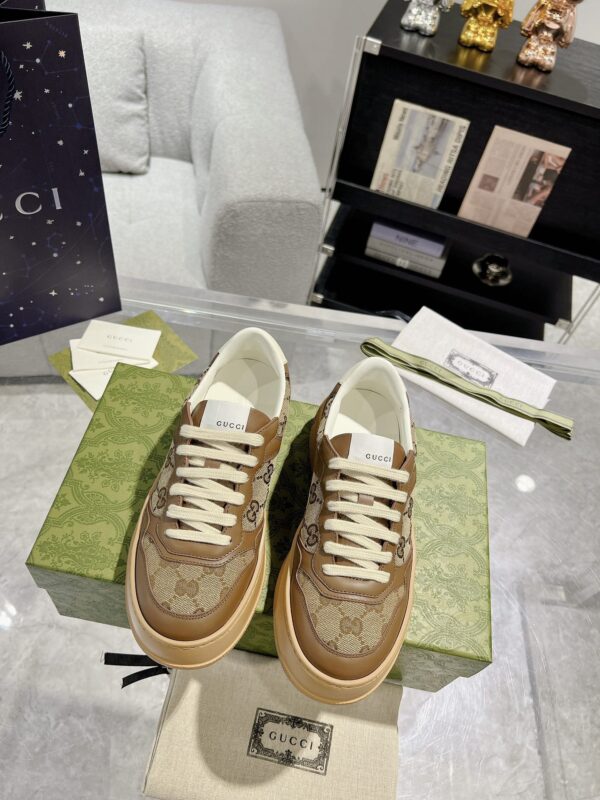 sy_no_188A55C20775ED80E75B6C68B2E41B50_1 Caramel Brown Monogram Canvas Platform Sneakers