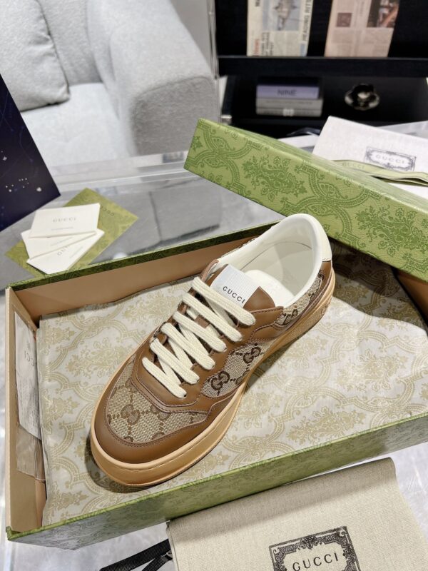 sy_no_188A55C20775ED80E75B6C68B2E41B50_4 Caramel Brown Monogram Canvas Platform Sneakers