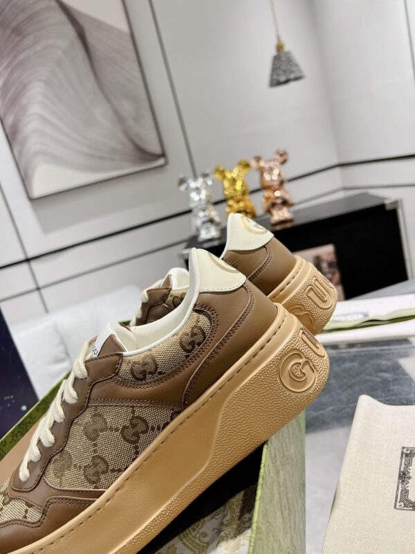 sy_no_188A55C20775ED80E75B6C68B2E41B50_7 Caramel Brown Monogram Canvas Platform Sneakers