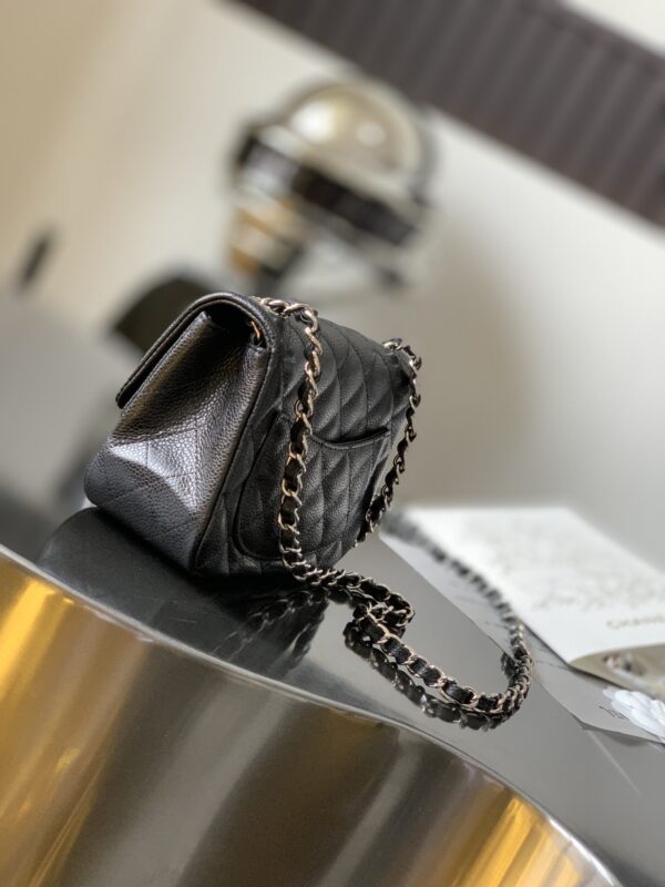 Chanel Black & Gold Caviar Leather Classic CF Quilted Chain Bag