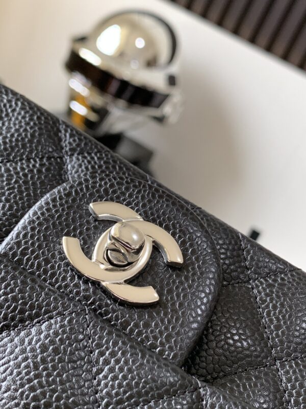 Chanel Black & Gold Caviar Leather Classic CF Quilted Chain Bag