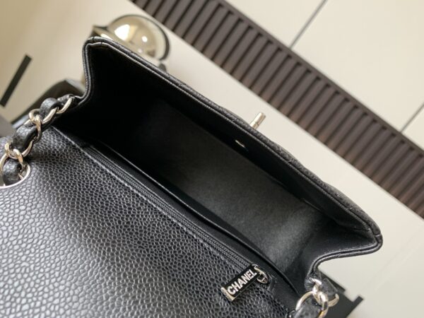 Chanel Black & Gold Caviar Leather Classic CF Quilted Chain Bag