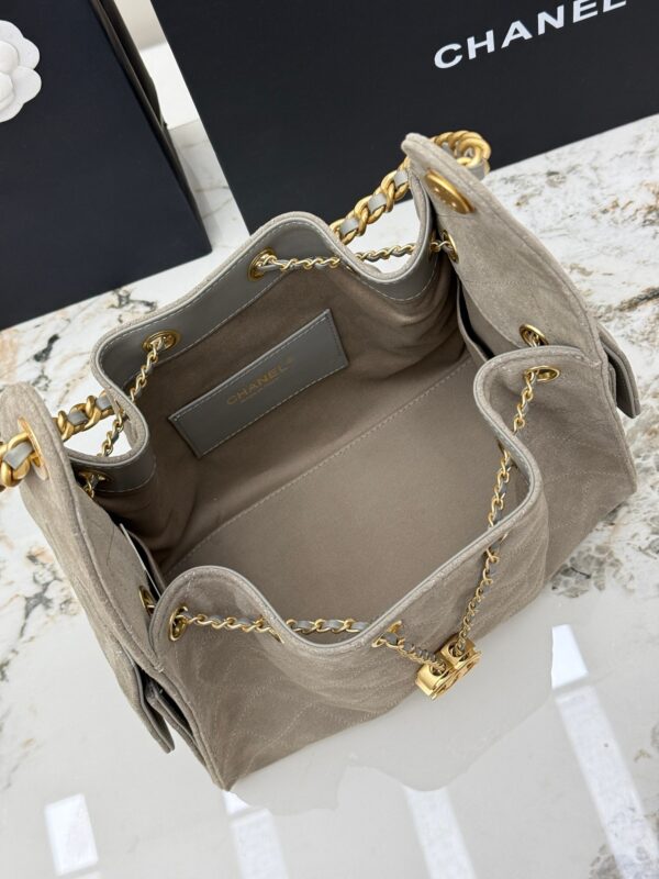 sy_no_18BC7D26DADEE472994B0BA0B9FEA72B_7 Chanel 25C Small Hobo Bag – Suede & Calfskin Leather with Gold Hardware (Matte Gray)