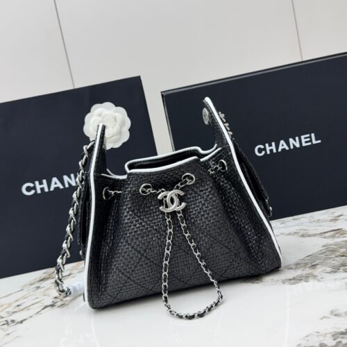 Chanel 25 Hobo Shoulder Bag – Embossed Calfskin Leather with Silver Hardware