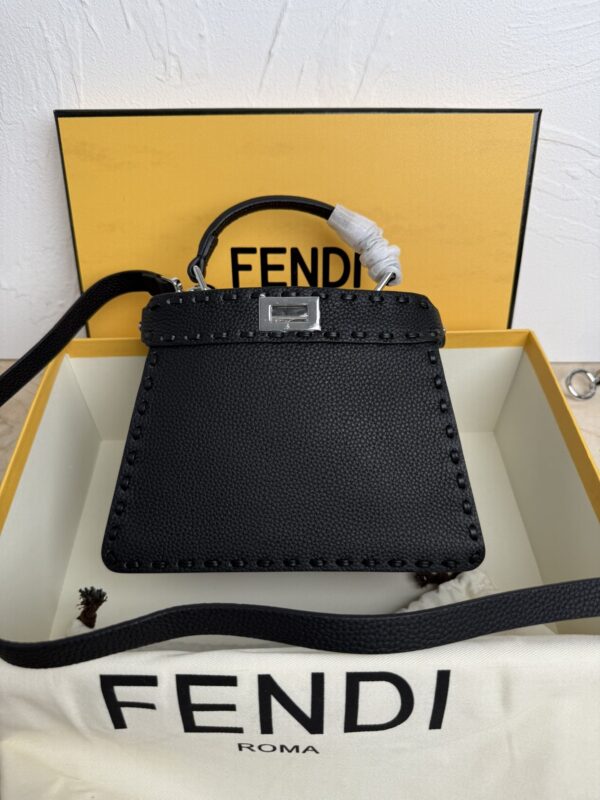 Black Small Peekaboo ISeeU Textured Calfskin Handbag